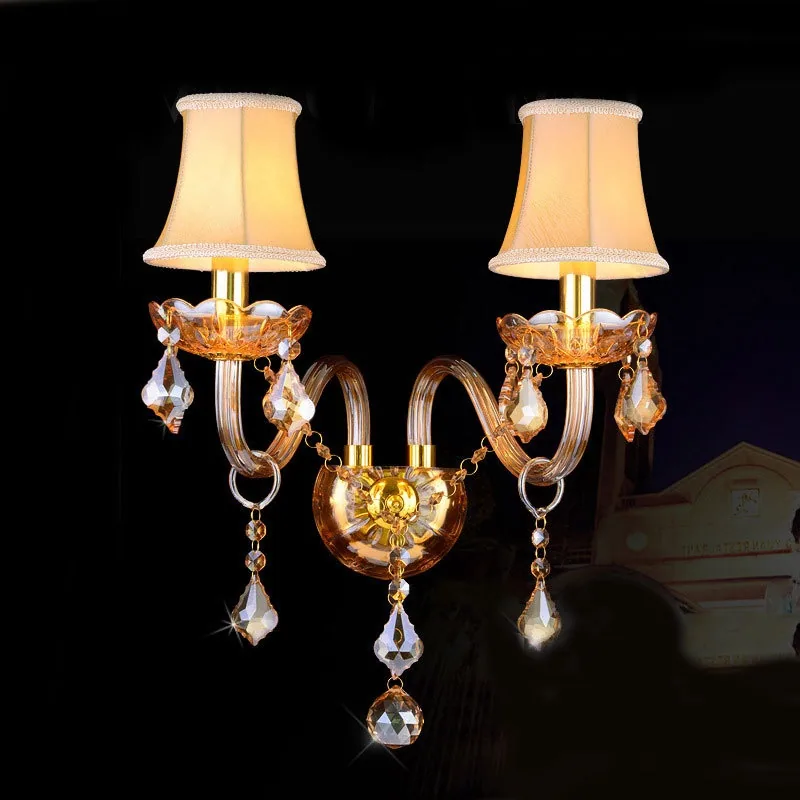 1-3 Heads Iron Glass Crystal Wall Lamp in Iron and Glass and Crystal, product photograph