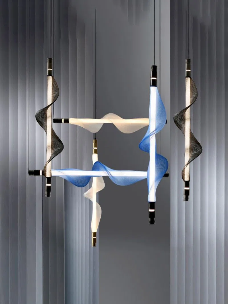 1-6 Heads Aluminum Acrylic LED Pendant Light in Aluminum and Metal and Pet and Acrylic, product photograph