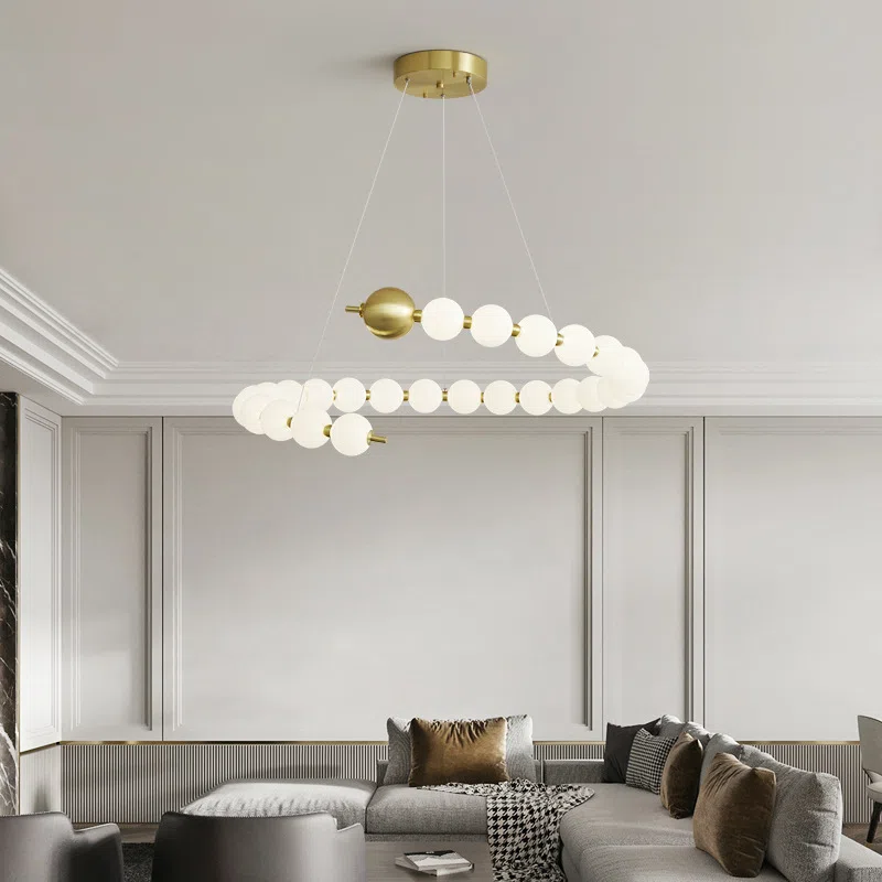 15-30 Heads PE Ball Copper Pendant Light in Aluminum and PE, product photograph