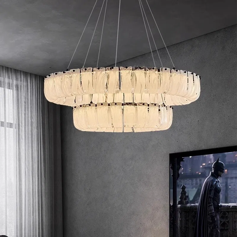 18-68 Heads Round White Glass Pendant Lamp in Iron Plating and Glass, product photograph