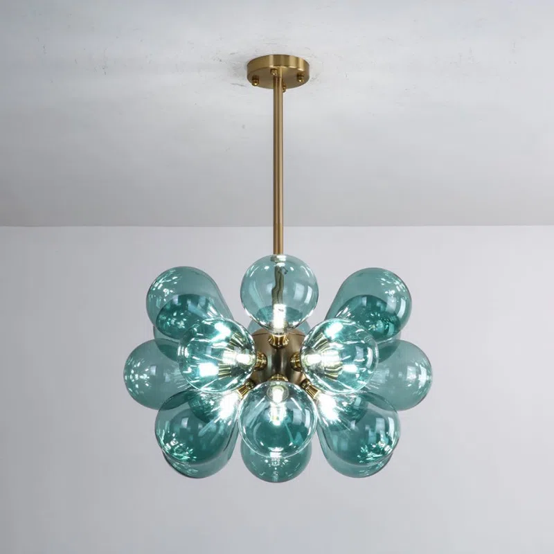18 Heads Iron Glass Pendant Lamp in Iron and Glass, product photograph