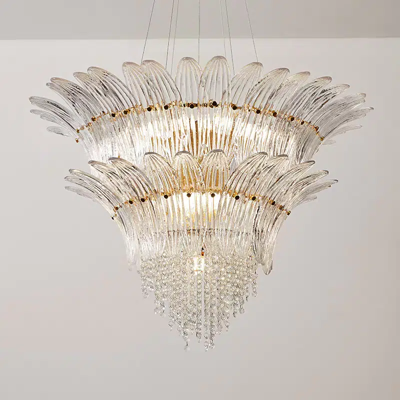 4-17 Heads Glass Crystal Pendant Lamp in Iron Plating and Glass and Crystal, product photograph