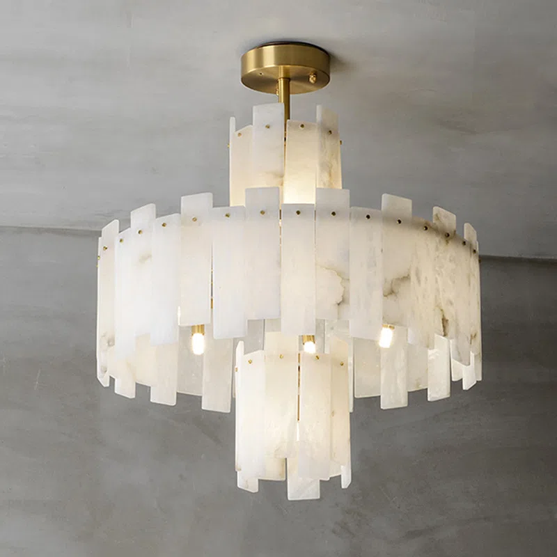 6-24 Heads Copper Alabaster Pendant Lamp in Copper and Alabaster, product photograph