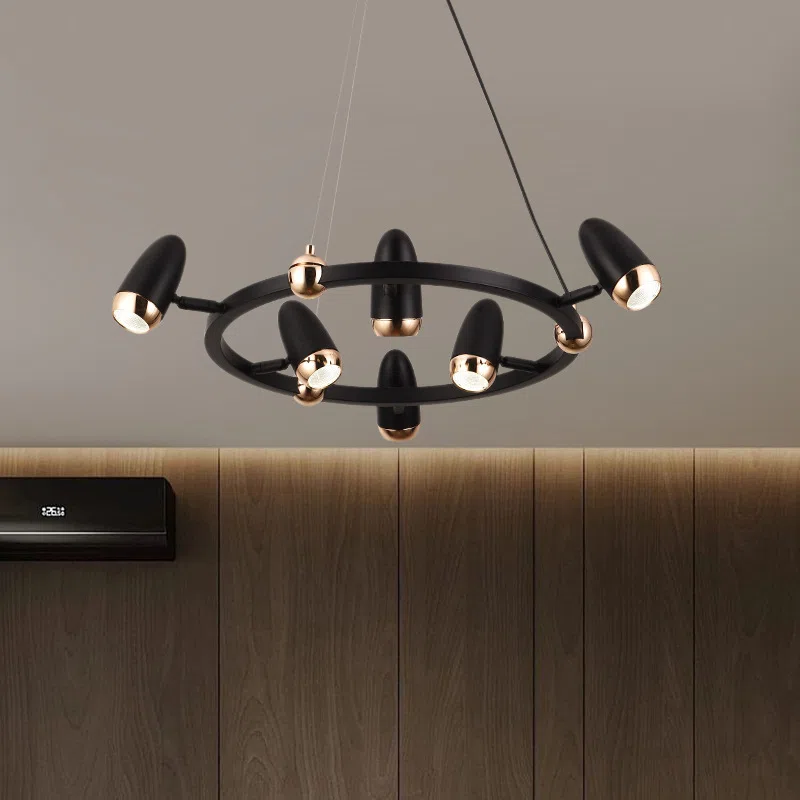 6/8/10 Heads Black Iron Pendant Light in Aluminum and Iron, product photograph
