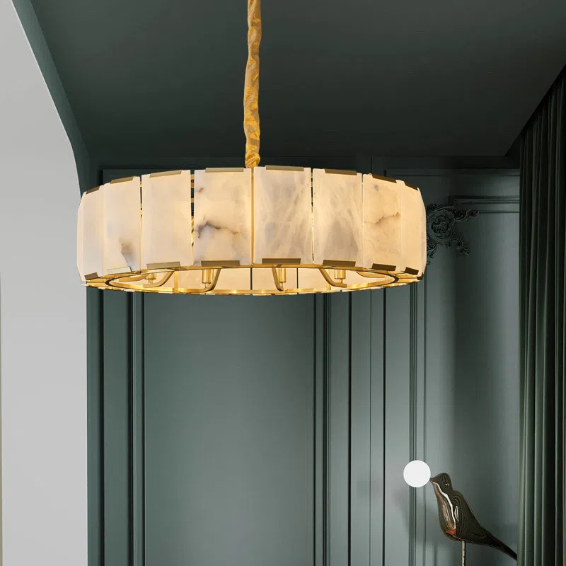 6-12 Heads Copper Marble Pendant Light in Copper and Marble, product photograph