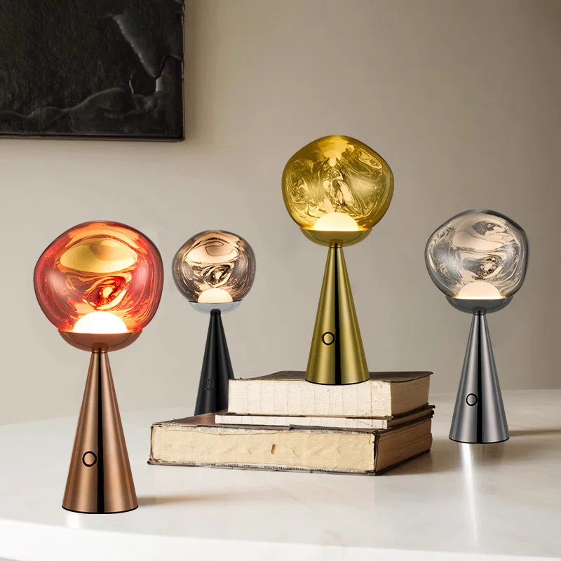 8W Iron Acrylic Lava Table Lamp in Iron and Acrylic, product photograph