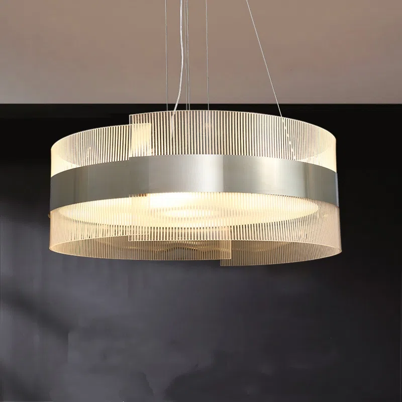 H28CM Golden Acrylic Stainless Steel Pendant Lamp in Acrylic and Stainless Steel, product photograph