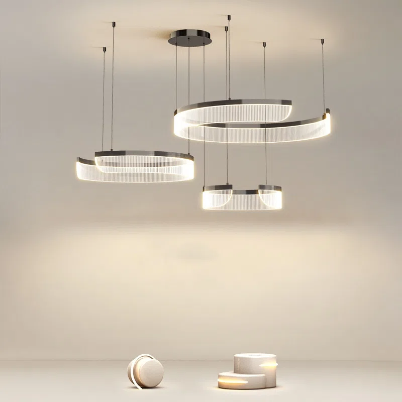 Circle Acrylic Translucent Pendant Lamp in Aluminum Spray Paint and Acrylic, product photograph