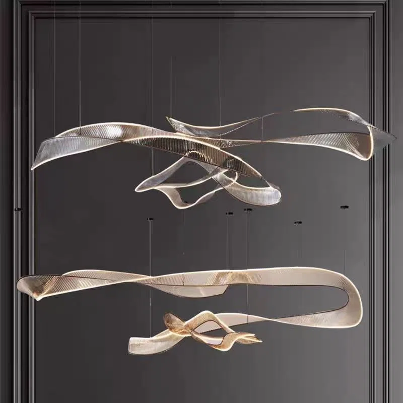 Acrylic Ribbon Hardware LED Pendant Lamp in Hardware and Acrylic, product photograph