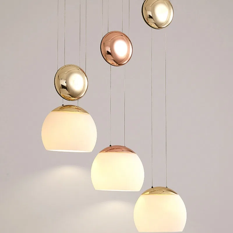 D10CM Adjustable Lift Glass Pendant Light in Iron and Zinc Alloy and Glass, product photograph