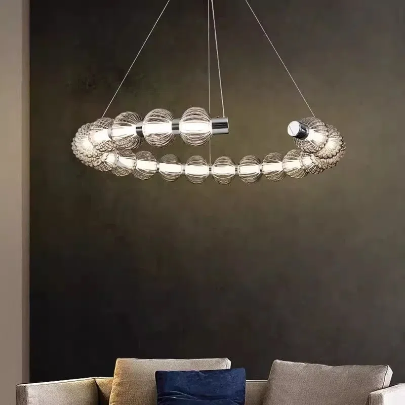 Aluminum Black Glass Round Pendant Lamp in Aluminum and Glass, product photograph