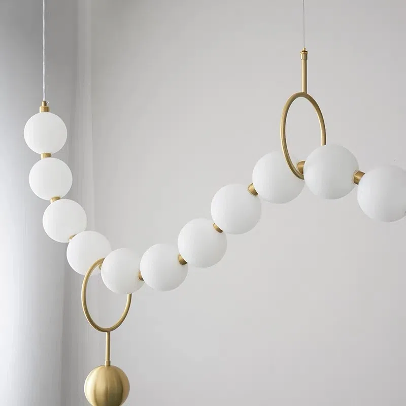 Aluminum PE Ball LED Pendant Light in Aluminum and PE, product photograph