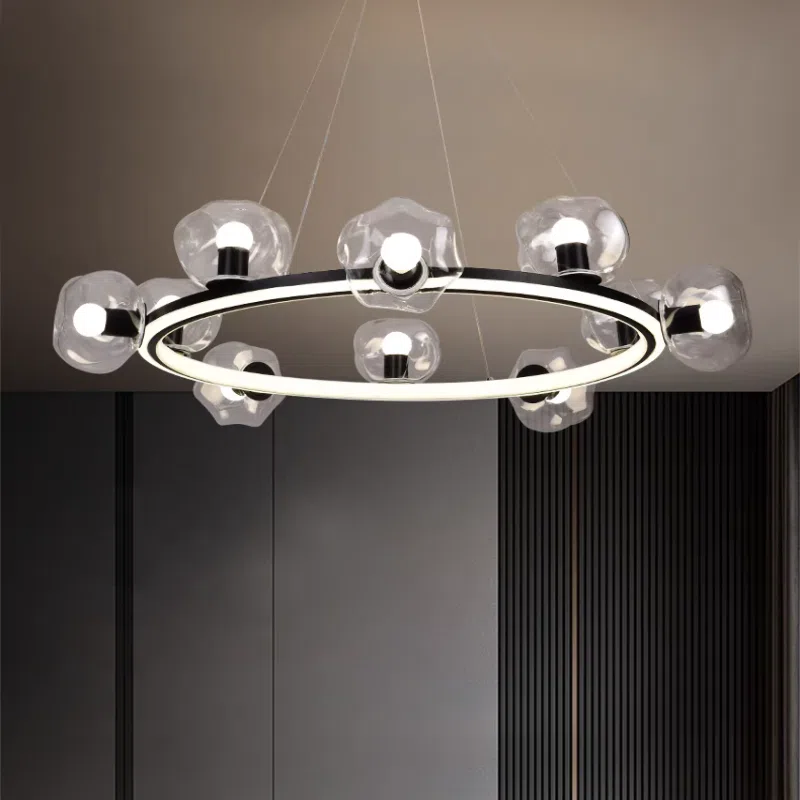 Black Aluminum Silicone LED Pendant Light in Aluminum and Silicone and Glass, product photograph