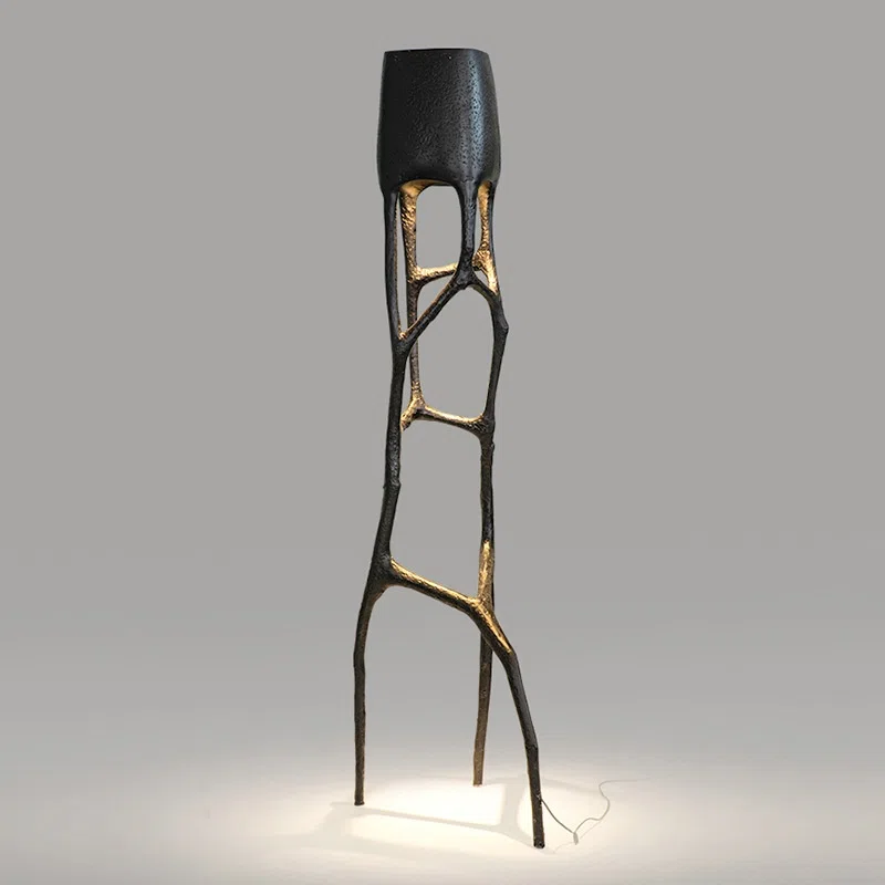 Art Tree Crotch Black Standing Floor Light in Fiberglass, product photograph