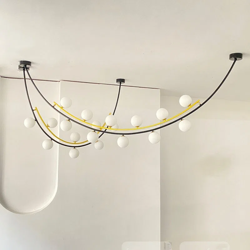 G9 Black Gold Glass Ball Iron Pendant Lamp in Iron and Glass, product photograph
