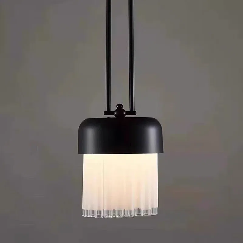 H183CM Black Hardware Glass Pendant Lamp in Hardware and Glass, product photograph