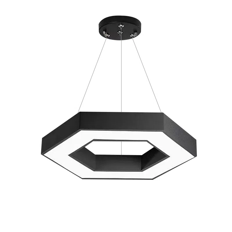 Black White Hexagon Pendant Light in Aluminum and PC, product photograph