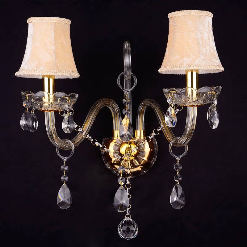 Black Clear Red Gold Crystal Wall Lamp in Iron and Glass and Crystal, product photograph