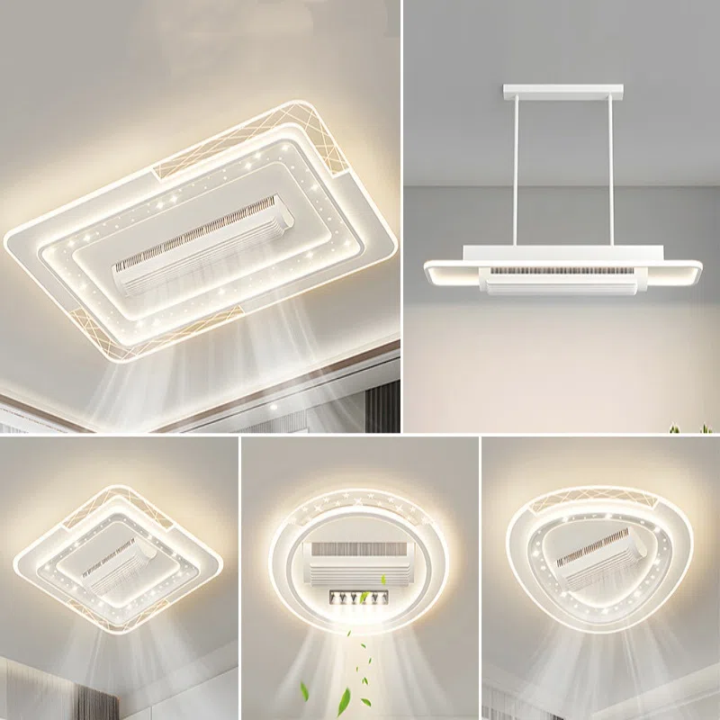 Large Wind Bladeless LED Ceiling Fan Lamp in Metal and PC and Acrylic, product photograph