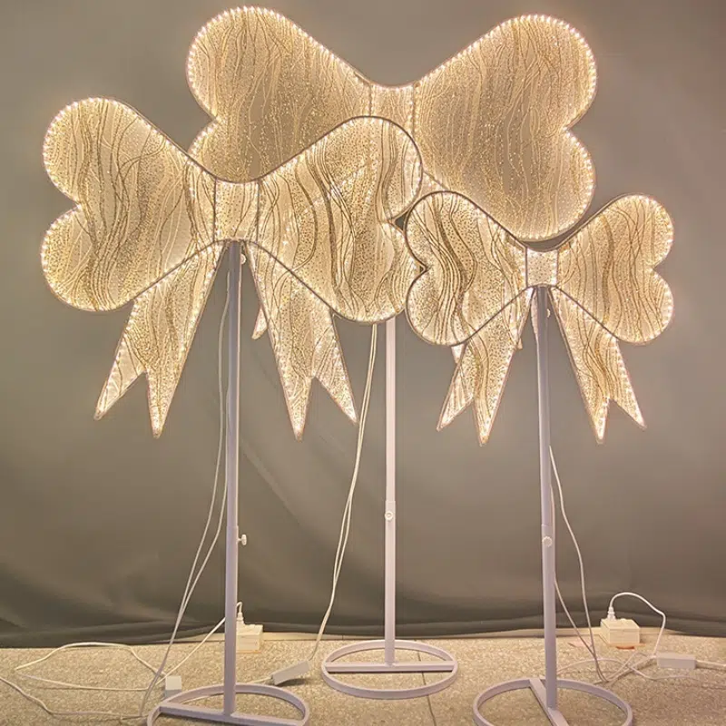Bow Wedding LED Floor Light in Iron and Fabric, product photograph