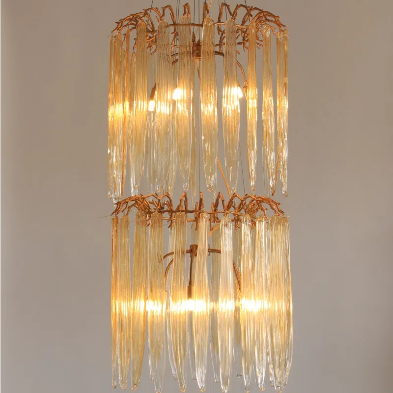 Branch Glass Chandelier Large Leaf in Copper and Glass, product photograph