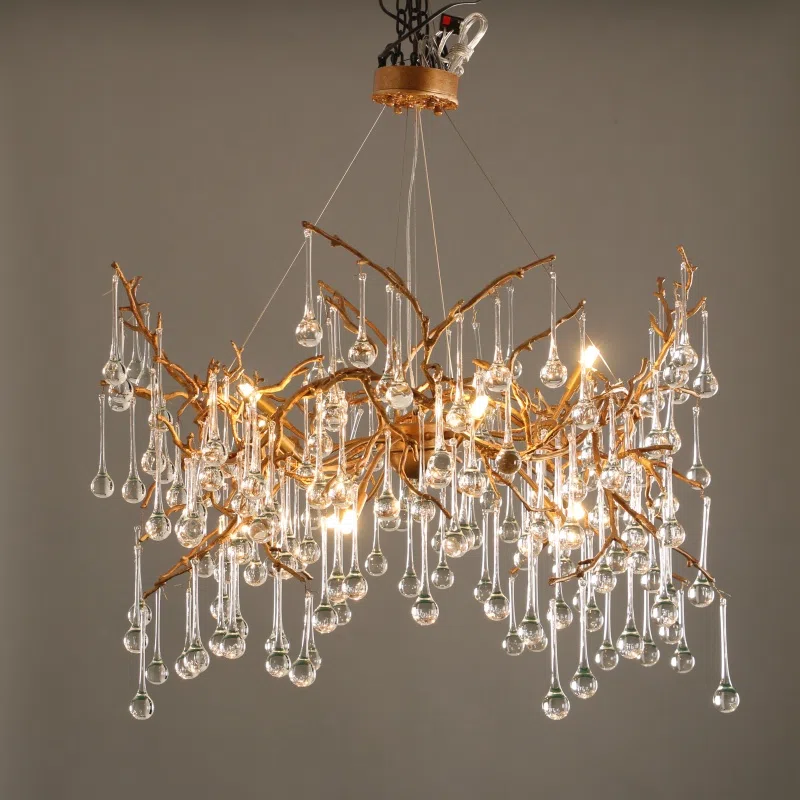 Branch TearDrop Chandelier Copper in Copper and Glass, product photograph