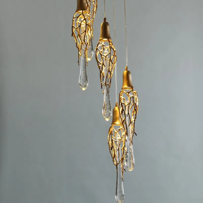 H88CM Brass Chandelier Copper Crystal in Copper and Crystal, product photograph