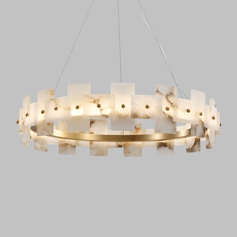 D60/80cm Bronze Copper Alabaster Pendant Light in Copper and Alabaster, product photograph