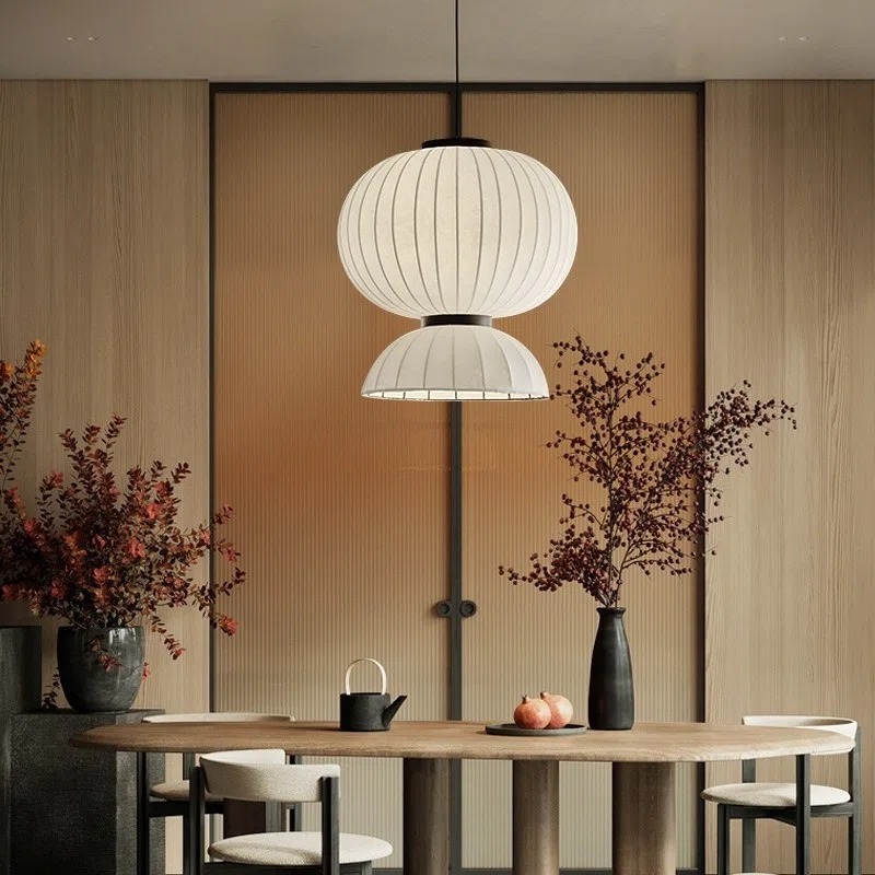D50cm Bubble White Silk Pendant Light in Iron and Silk, product photograph