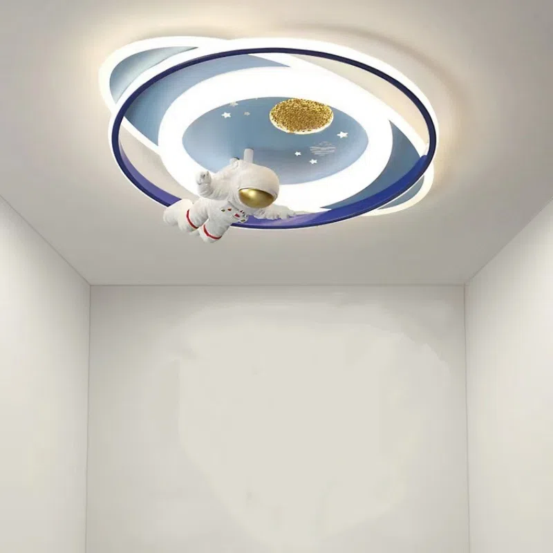 H19CM Cartoon Astronaut Iron Modern LED Ceiling Lamp in Iron and Resin and Plastic and Acrylic, product photograph