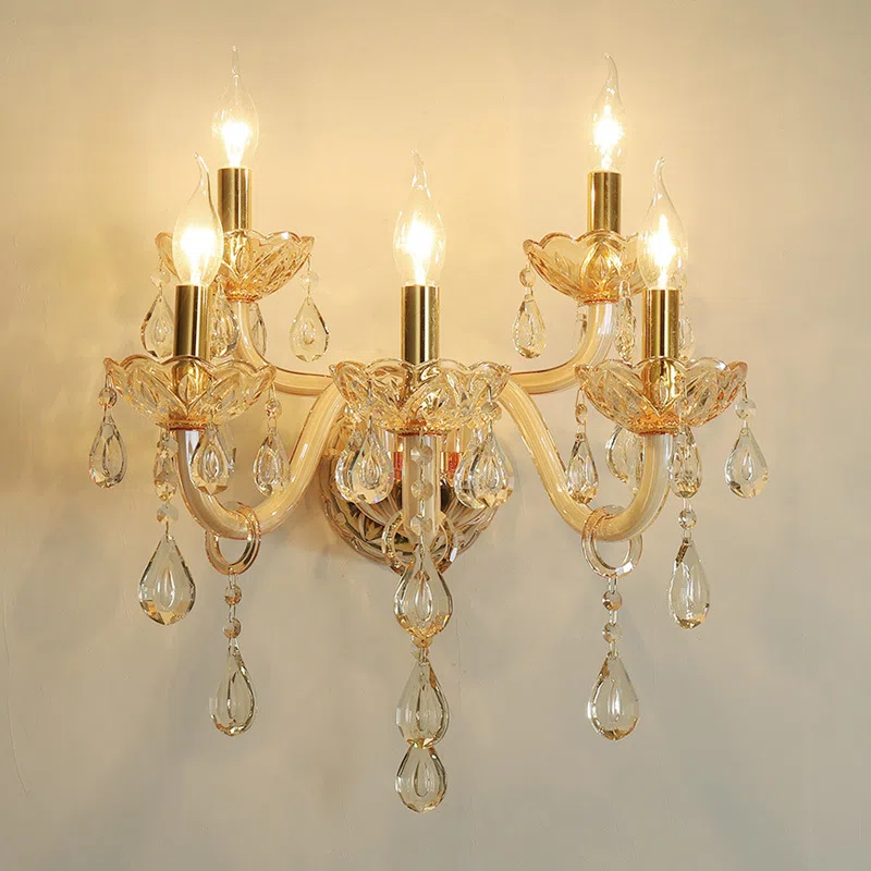 Champagne Glass Crystal Wall Lamp in Glass and Iron and Crystal, product photograph