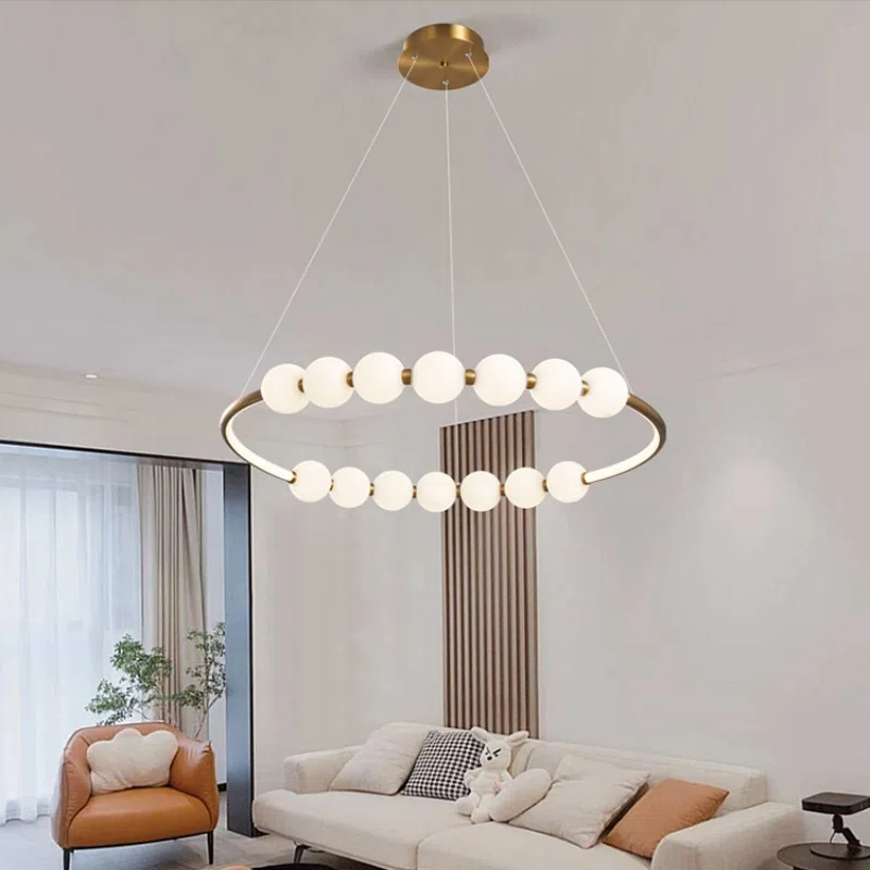 Circle Ring Acrylic LED Pendant Lamp in Aluminum and Acrylic, product photograph