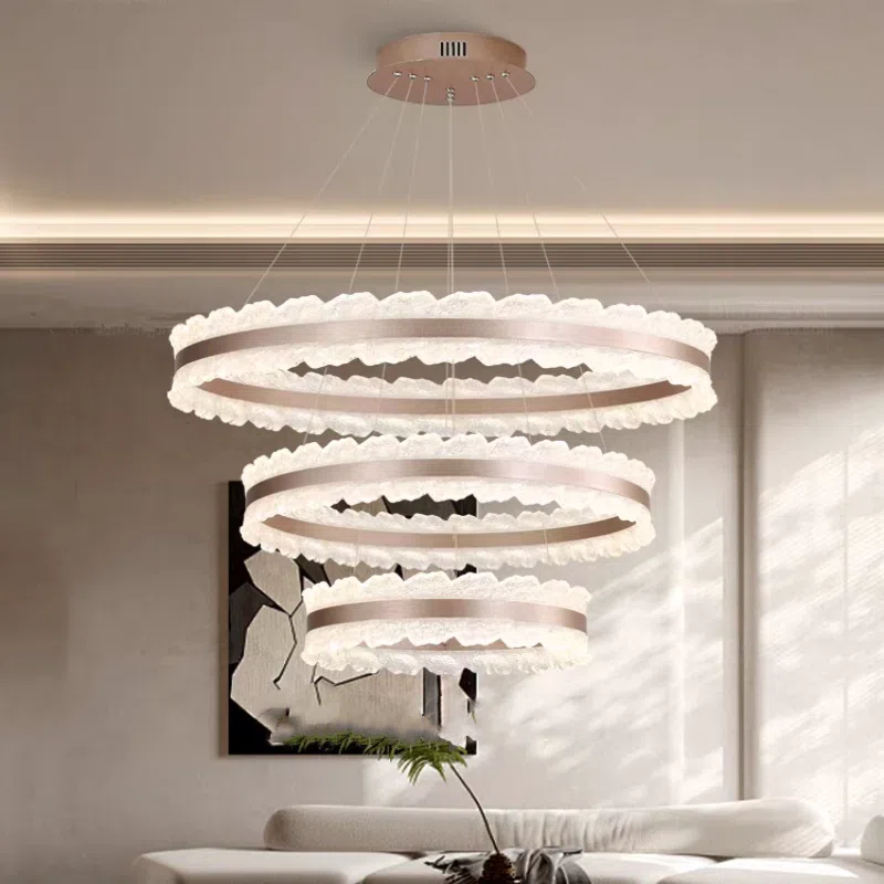Circle Ceiling Acrylic Pendant Light in Aluminum and Acrylic, product photograph