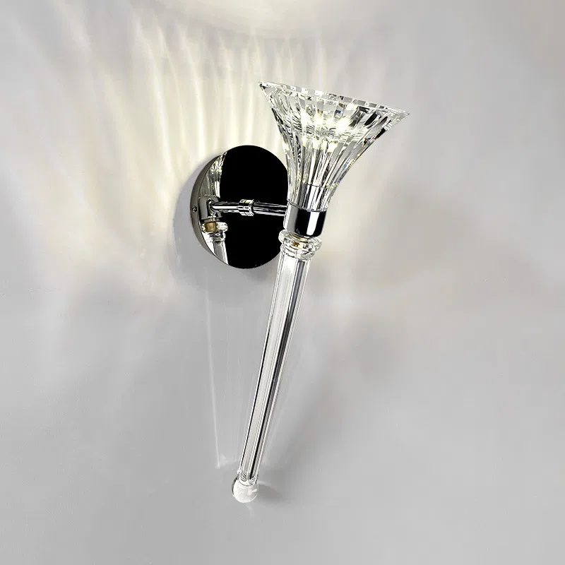 Clear Glass Crystal Wall Light in Stainless Steel and Hardware and Glass/Crystal, product photograph