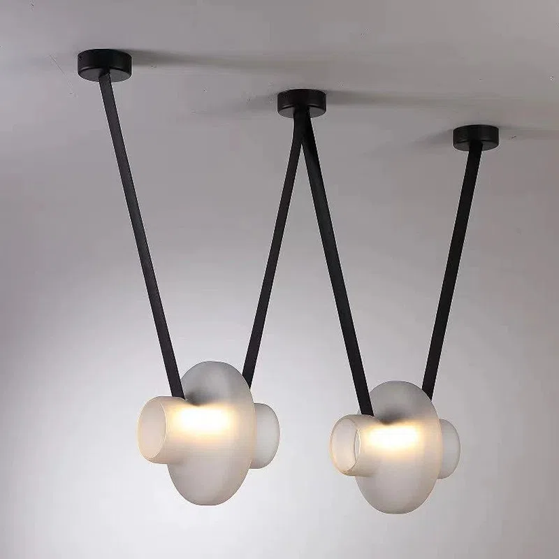 Clear Frosted Smoke Grey Belt Glass Pendant Light in Belt and Glass, product photograph