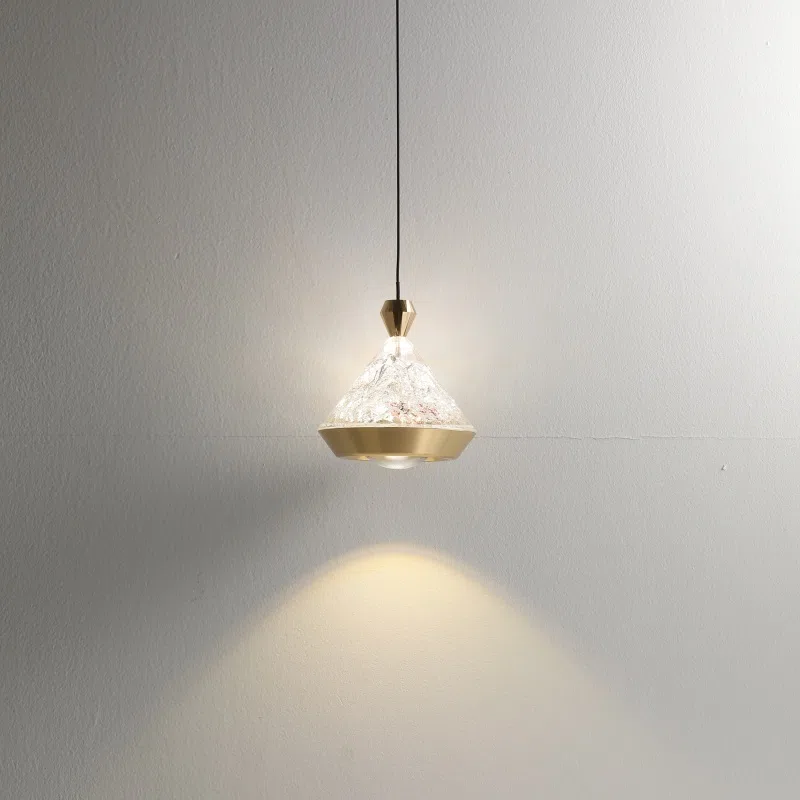 D12cm Conical Golden Black Pendant Lamp in Aluminum and Acrylic, product photograph
