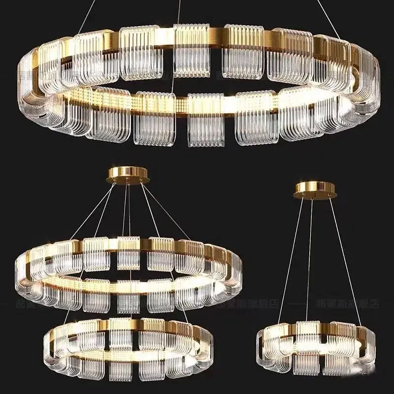 D100CM Copper Aluminum Ring Pendant Light in Aluminum, product photograph