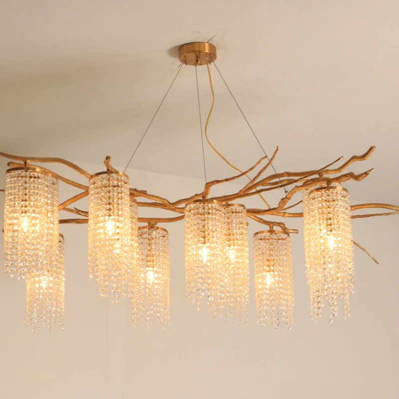 H45CM Copper Chandelier Crystal Branch in Copper and Crystal, product photograph