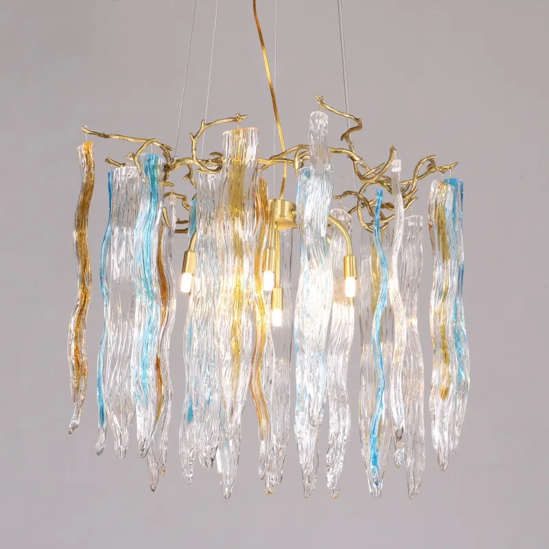 H55CM Copper Chandelier Glass Colorful in Copper and Glass, product photograph