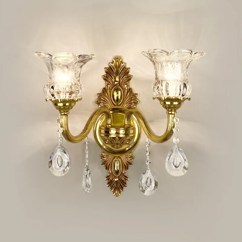 Copper Crystal LED Wall Lamp in Iron and Glass and Crystal, product photograph