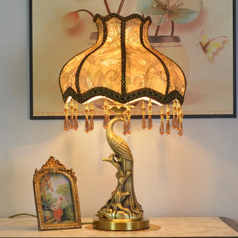 Luxury Romantic Copper Fabric Wedding Table Lamp in Copper and Fabric, product photograph
