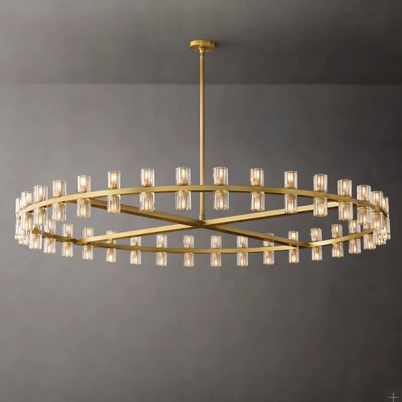 Copper Glass Single Layer Pendant Lamp in Iron Plating and Glass, product photograph