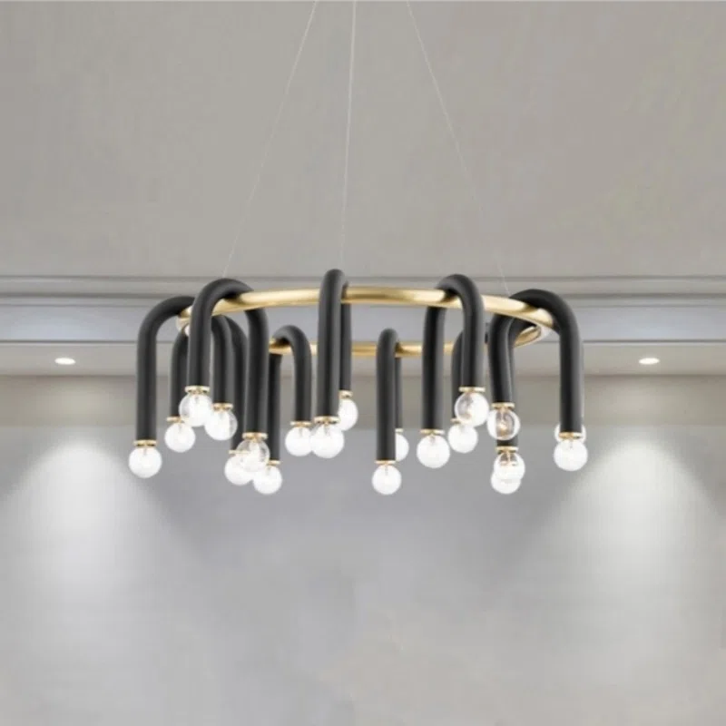 Modern Creativity U-Shaped Pendant Light in Iron, product photograph