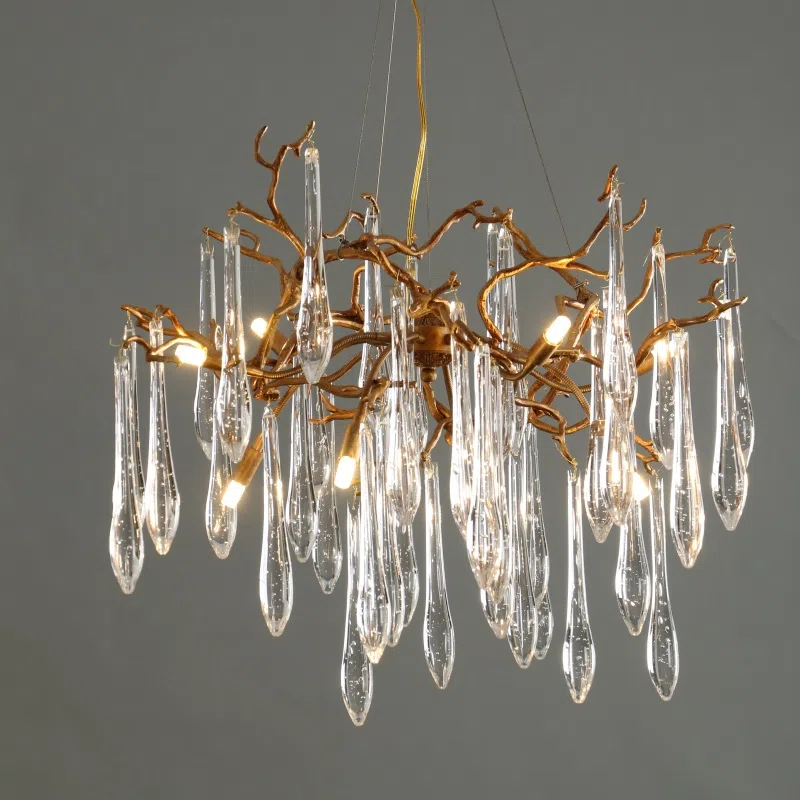 Crystal LED Chandelier Copper Light in Copper and Crystal, product photograph