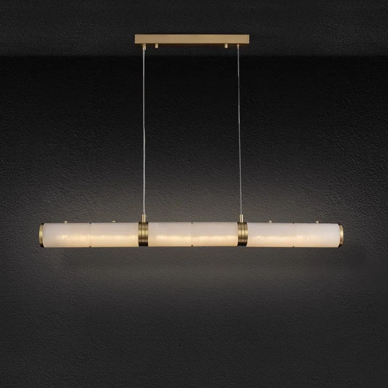 Long Cylinder Copper Marble Pendant Light in Copper Marble, product photograph