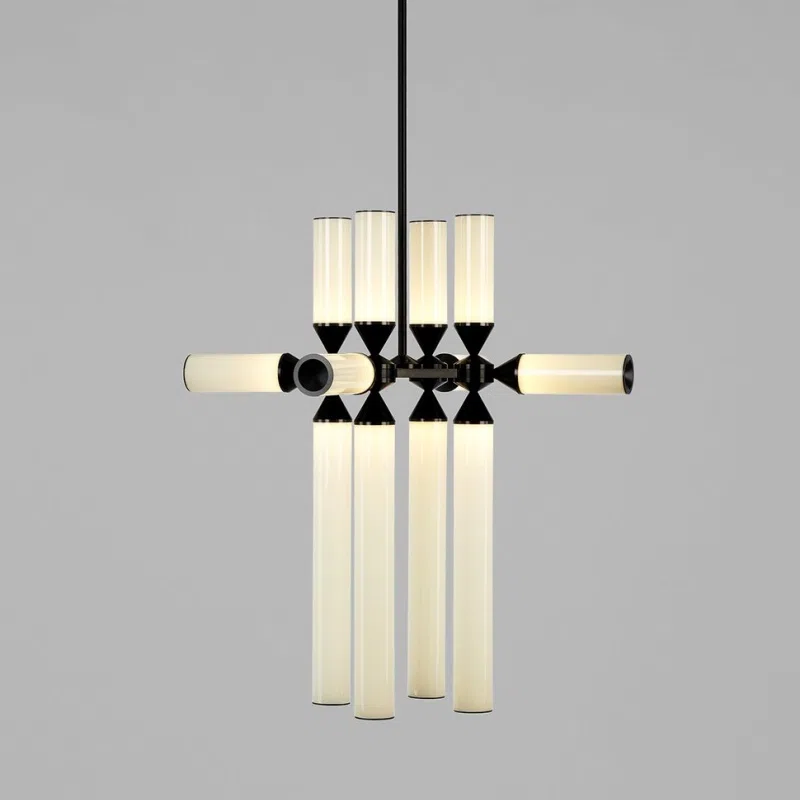 Aluminum Cylinder Glass Pendant Lamp in Aluminum and Glass, product photograph