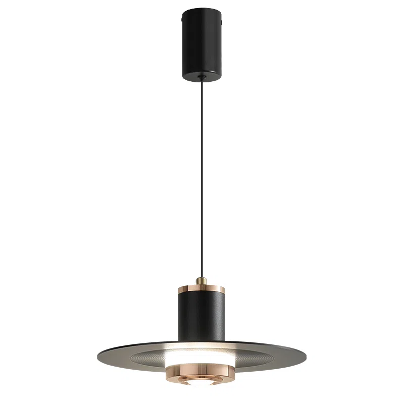 D24CM Black Flying Saucer Pendant Lamp in Aluminum and Acrylic and Iron, product photograph