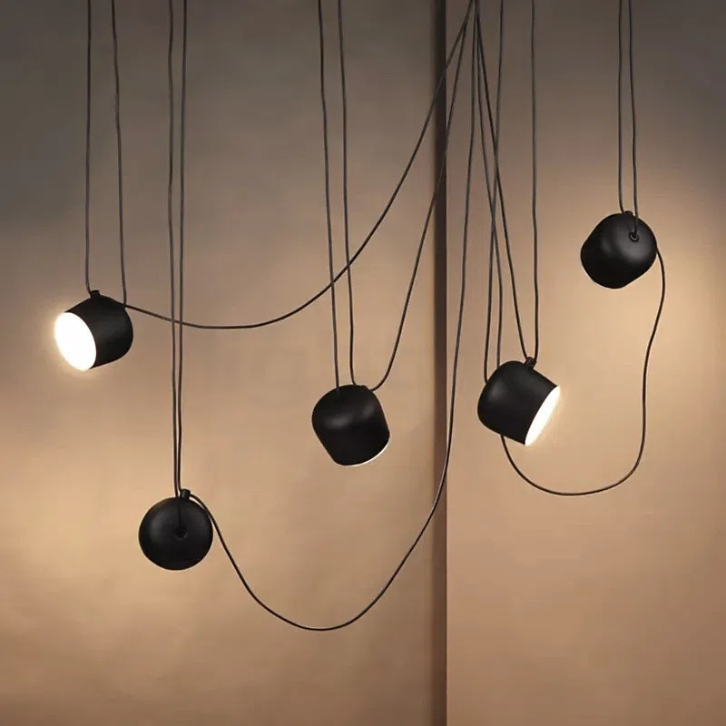 D28/30cm White Black Pendant Lamp in Aluminum Cover and Small Iron Parts, product photograph