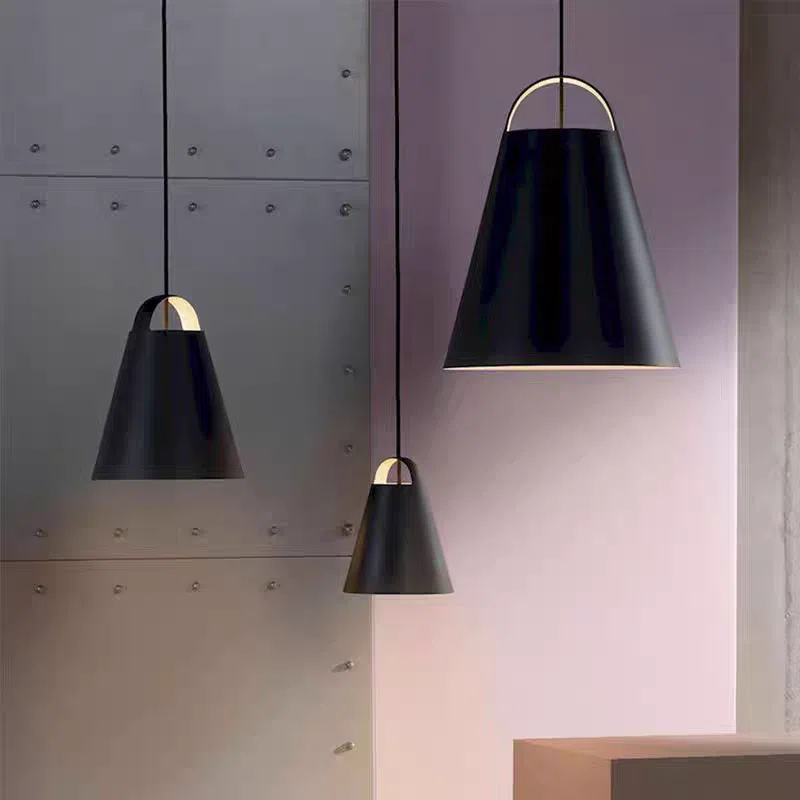 D30cm Cone Black White Pendant Lamp in Aluminum, product photograph