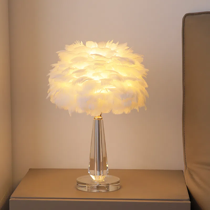 D30CM Crystal Feather Table Light in Crystal, product photograph